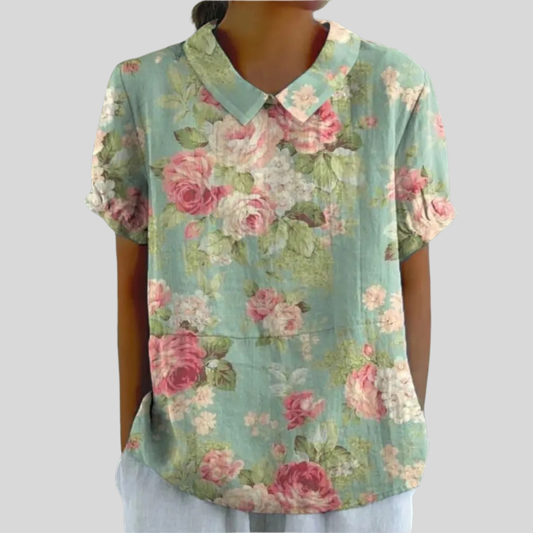 Elegante dames top met bloemenprint en zacht materiaal, snel te combineren voor elke dag
