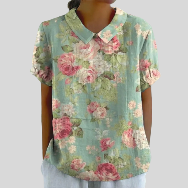 Elegante dames top met bloemenprint en zacht materiaal, snel te combineren voor elke dag