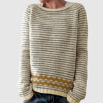 Gebreide trui met contrastdetails in afwijkende kleur voor dames, ronde hals