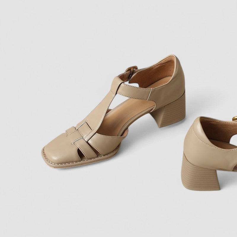 Nienke dames t-band schoenen met blokhak