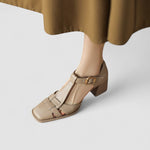 Nienke dames t-band schoenen met blokhak