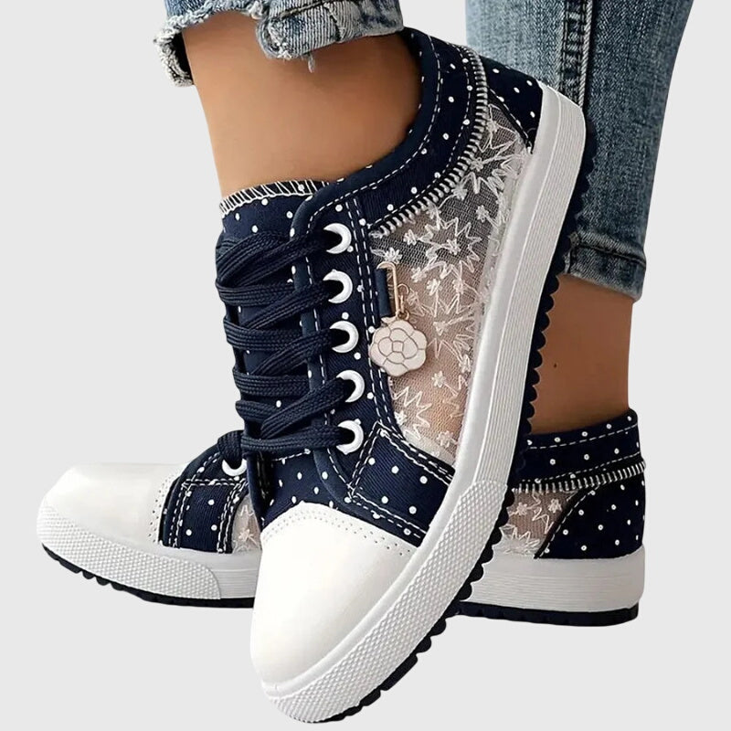 Orthopedische damessneakers met breed teengedeelte, voetboogsteun en schokdempende zool