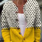 Sandra dames mosterdkleurig gebreid vest met stippen