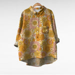 Ademende zomerblouse met kunstzinnige print en lange mouwen voor dames