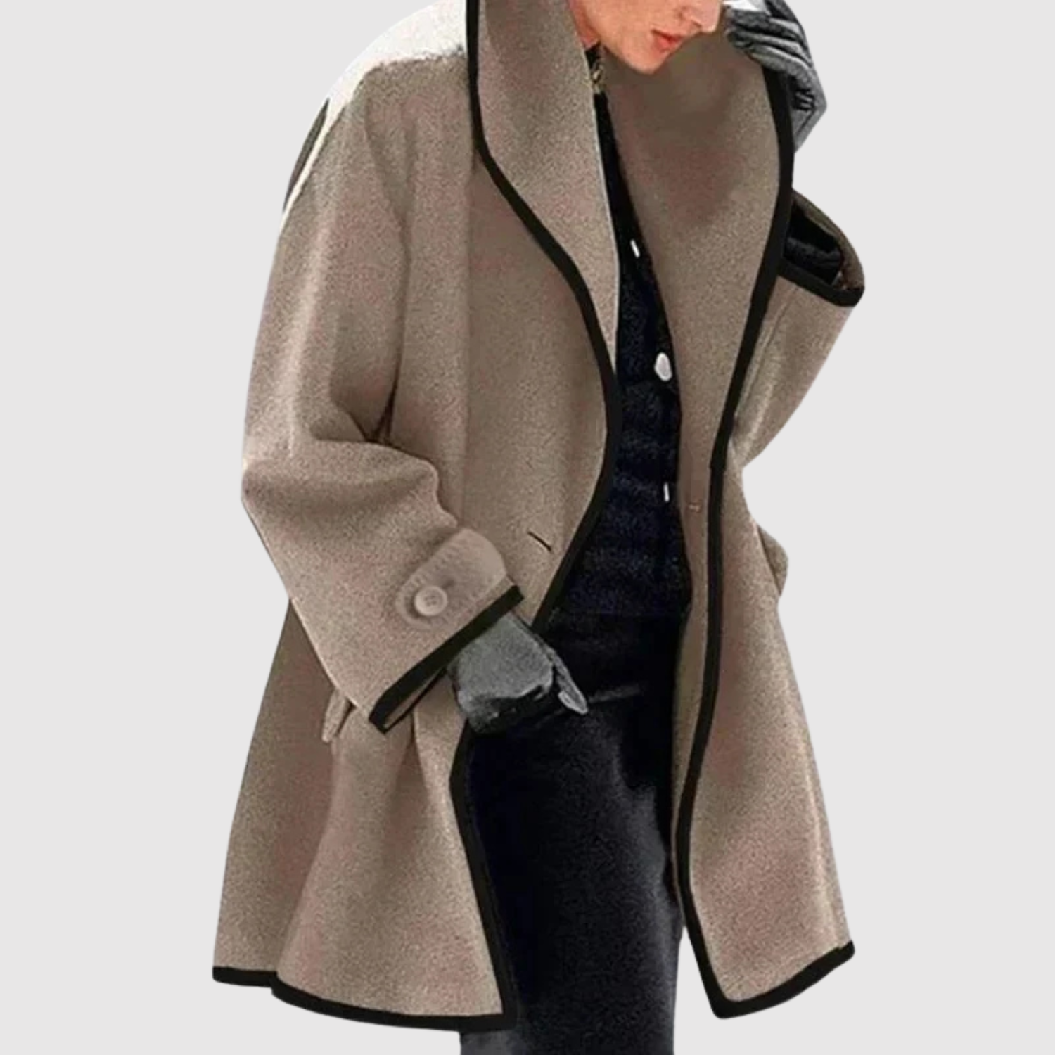 Yvette dames oversized jas met contrastbies