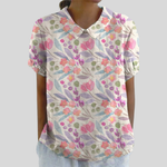 Ademende dames top met bloemenprint en losse snit, prettig te dragen op warme dagen