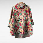 Ademende zomerblouse met kunstzinnige print en lange mouwen voor dames