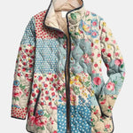 Daniëlle dames gewatteerd patchworkjasje met bloemen en geometrische print