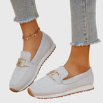 Orthopedische loafers voor dames met mesh bovenwerk, gouden bitdetail en antislipzool