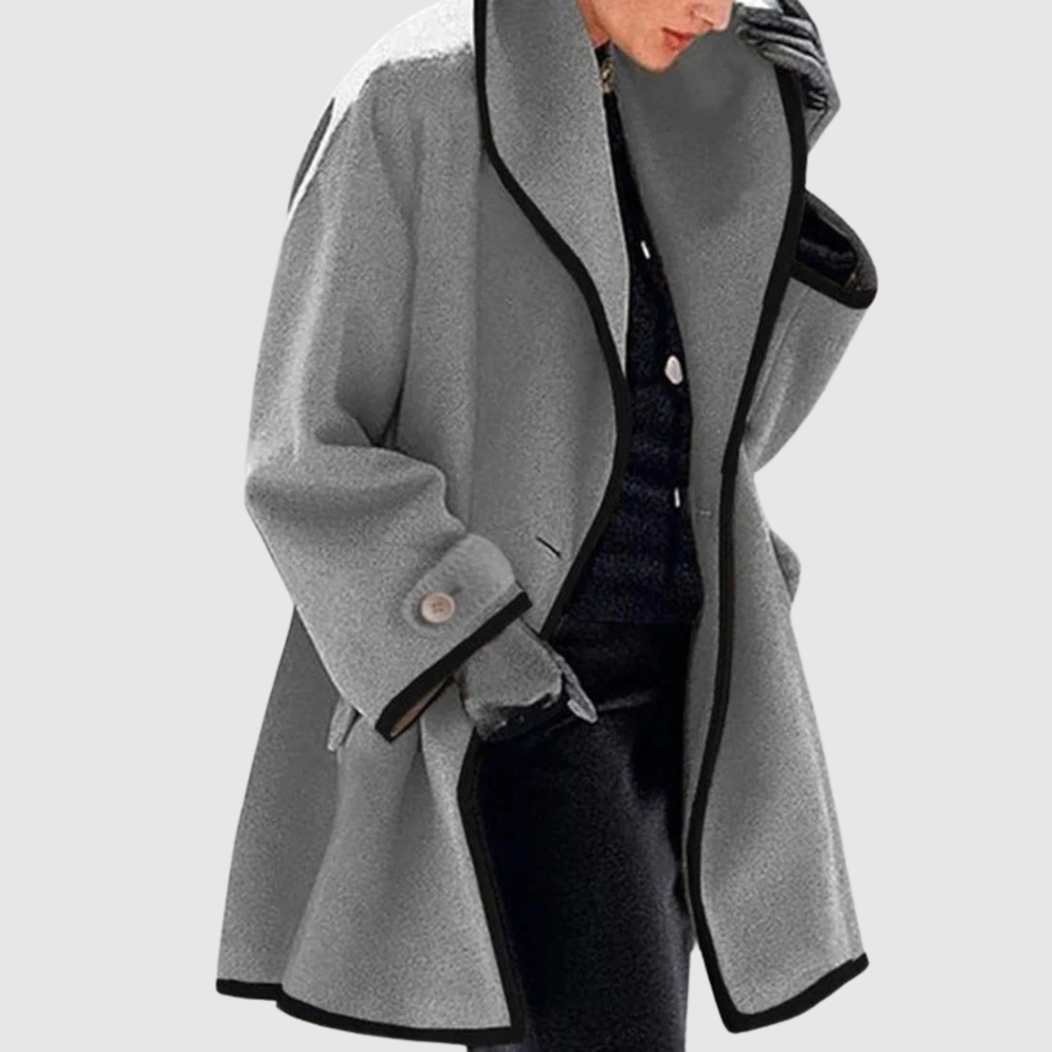 Yvette dames oversized jas met contrastbies