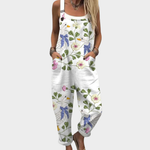 Ruimvallende jumpsuit met verfijnde print, wijde pijpen en verstelbare bandjes