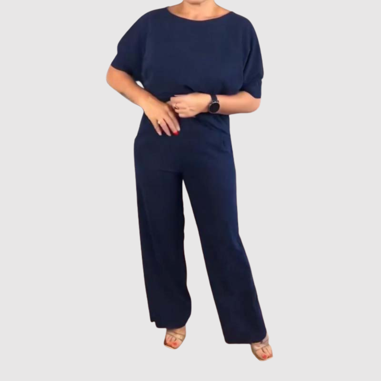 Femke dames blouse- en broekset met wijde pijpen
