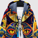 Hoodie met vrolijke kattenprint in felle kleuren en zachte geborstelde fleece binnenzijde