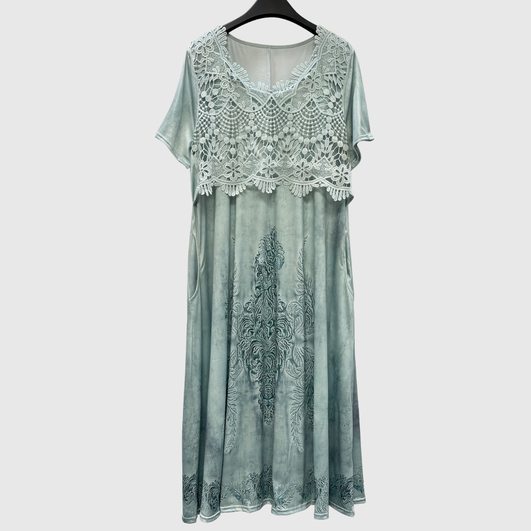 Elegante midi jurk voor dames met zachte bloemenprint in rustige tinten