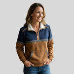 Bregje dames pullover met sherpakraag en halve rits