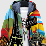 Hoodie met stadsprint in Parijse stijl met daken en ramen op de voorkant