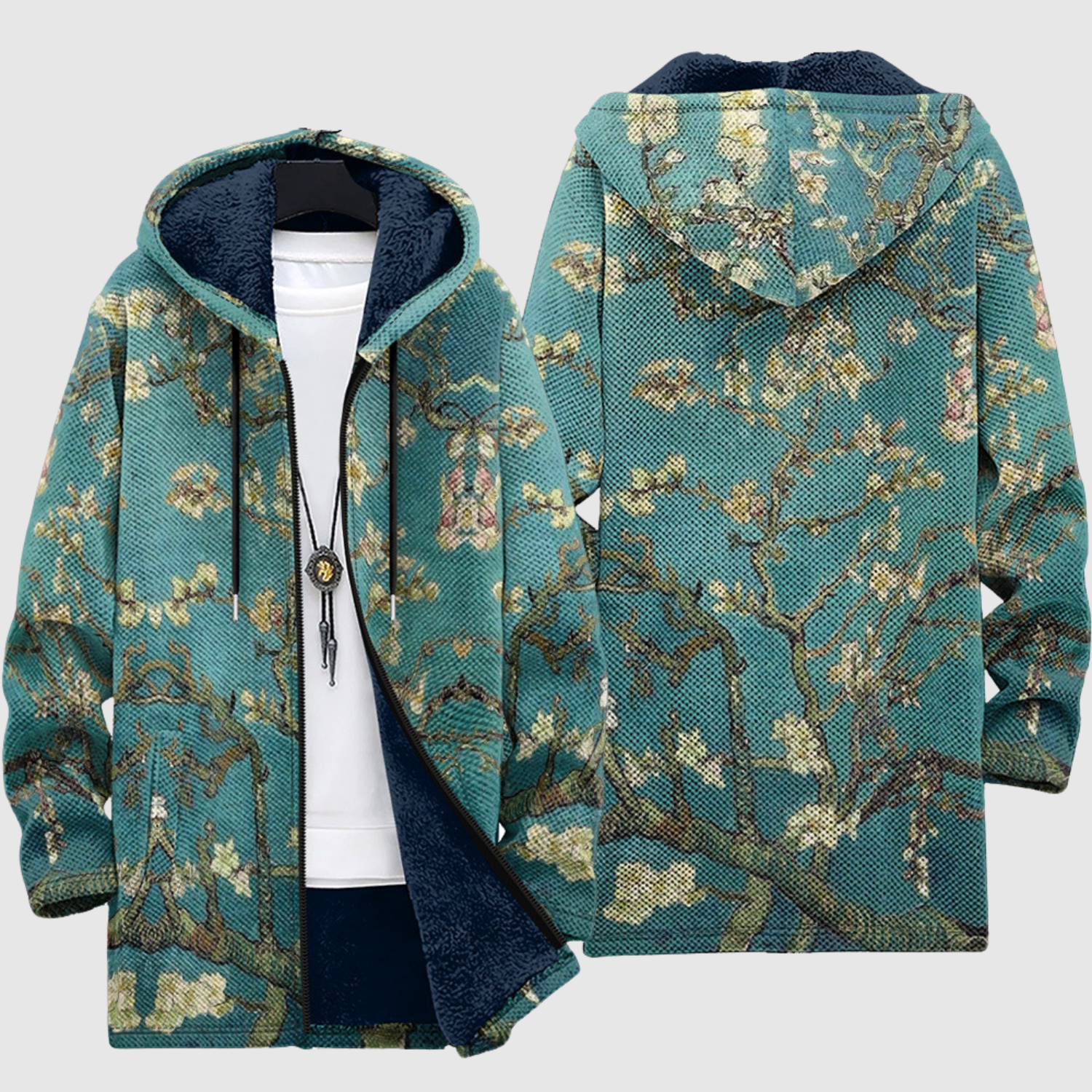 Sweater met kleurenprint in vintage stijl met vervaagde tinten en zachte fleece binnenkant