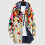 Hoodie met geometrische kleurenprint met driehoeken en blokken in wisselende tinten