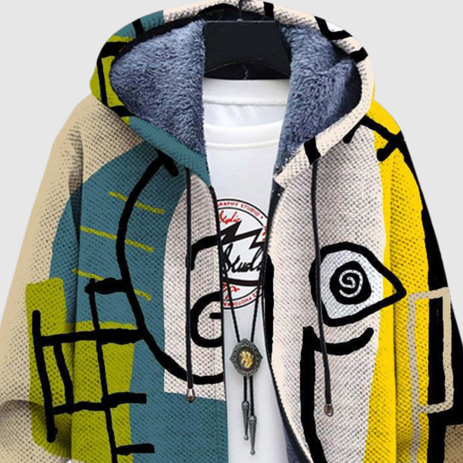 Dames hoodie met abstracte kunstprint in verschillende kleuren en vormen