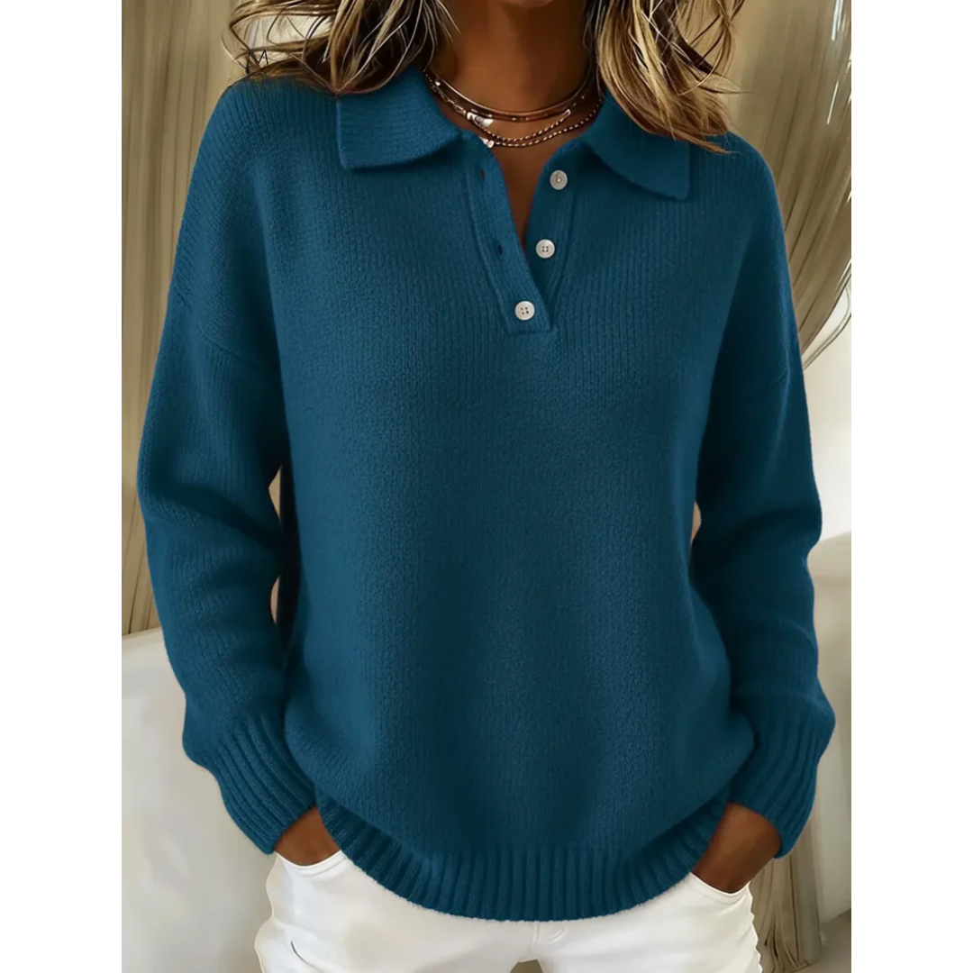 Erna dames zachte coltrui met knoopdetails