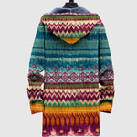 Dames hoodie met geprint Noors motief in warme winterse kleuren en tinten