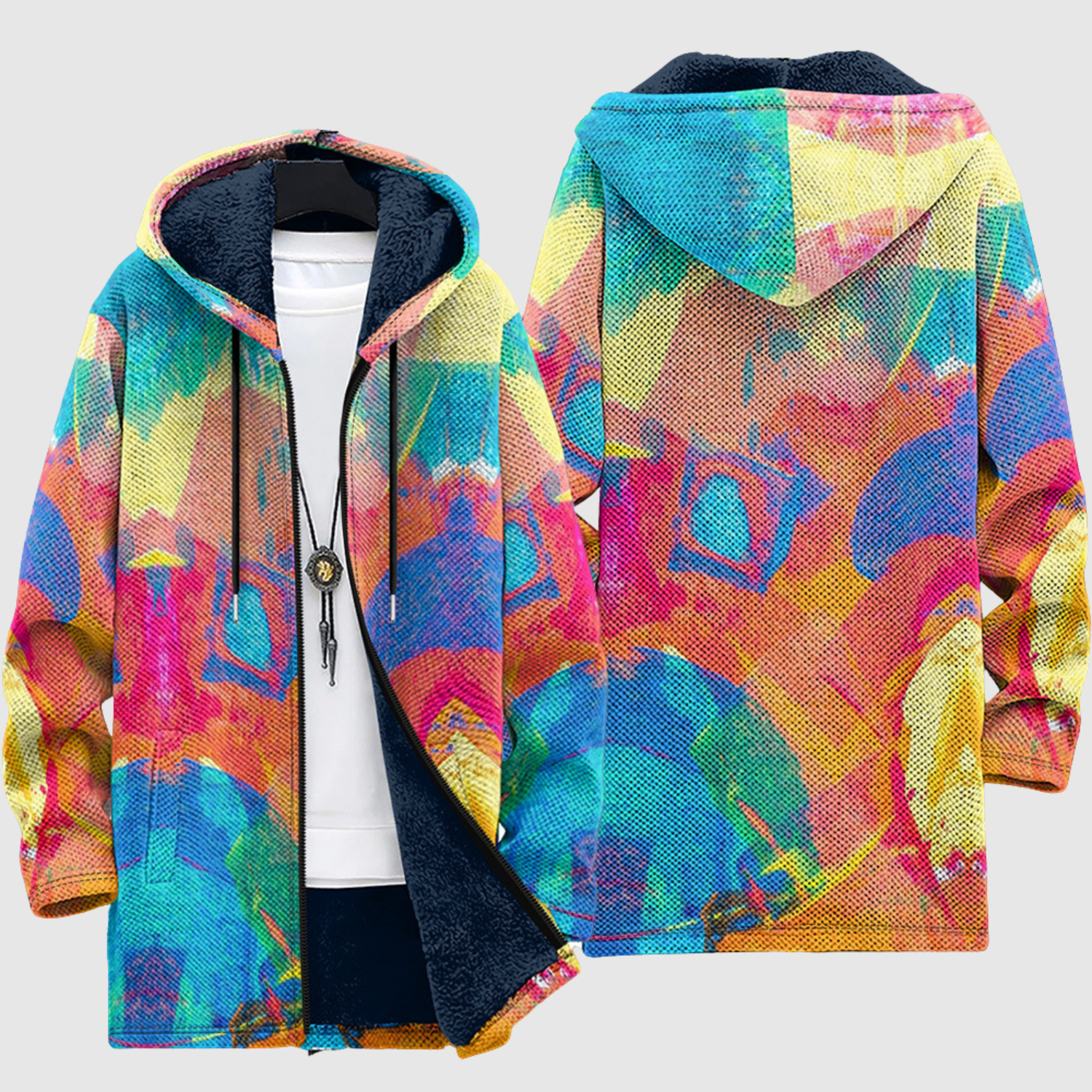 Hoodie met abstracte kleurenprint in zachte kleurovergangen en een ruime unisex pasvorm