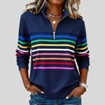 Diede dames gestreepte sweater met kwart rits