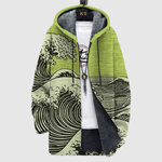 Hoodie met Japanse golvenprint in de stijl van een klassieke houtsnede en ruime pasvorm