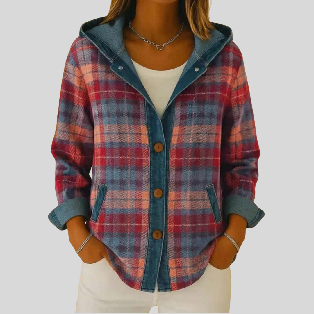Pleun dames geruit overshirt met capuchon