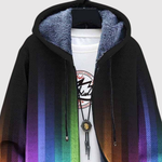 Sweater met kleurverloop in regenboogtinten die rondom in elkaar overlopen en zachte fleece