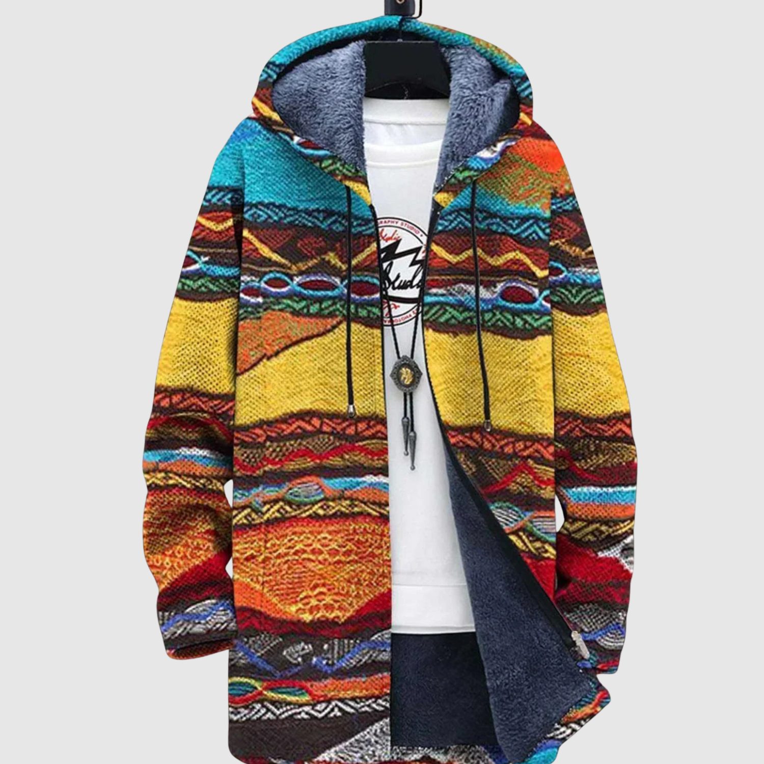 Sweater met geometrische kleurblokken in felle tinten en een relaxte unisex pasvorm