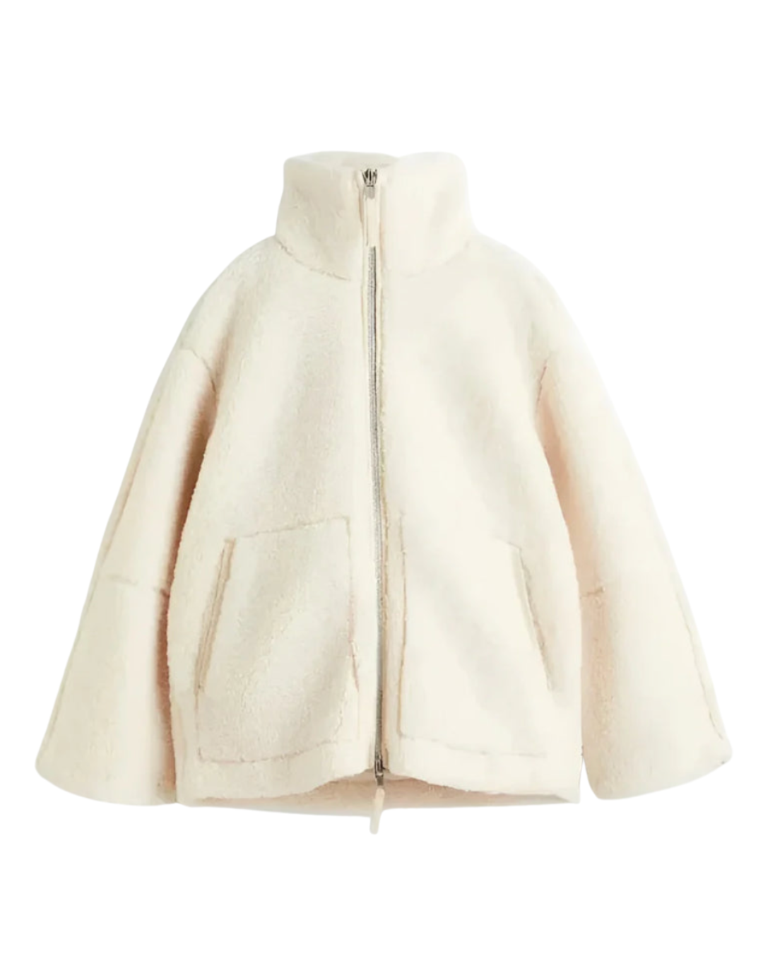 Zachte warme winterjas met capuchon, rits en ruime zakken in effen fleece voor dames