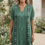 Elegante boho tuniekjurk met bohemien print, korte mouwen en ontspannen pasvorm
