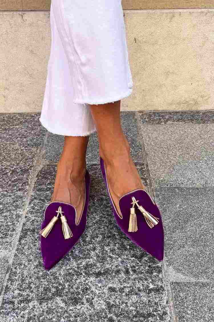 Boho dames instappers met franjes in warme kleuren, handgemaakt en comfortabel
