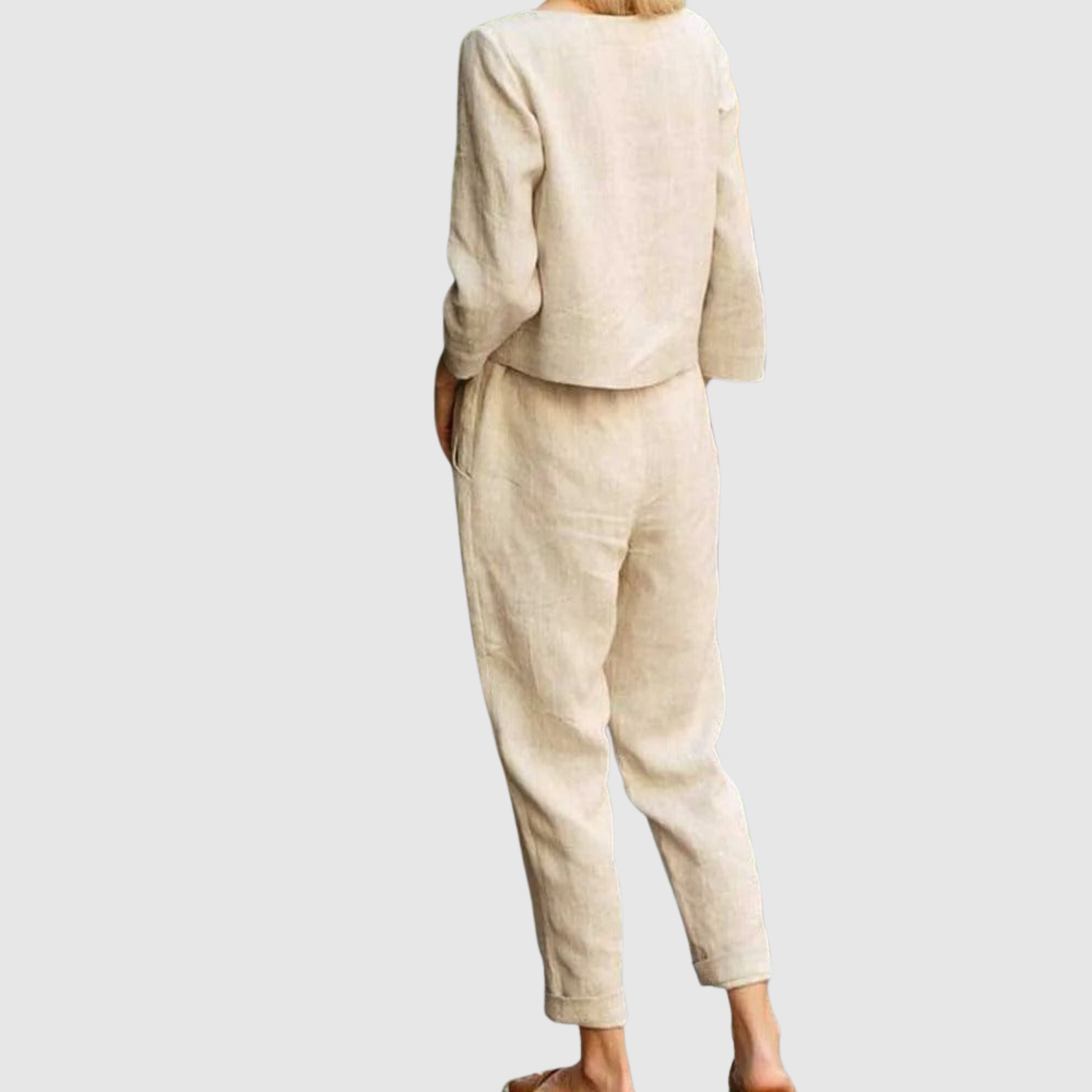 Pien dames tweedelige blouse- en broekset