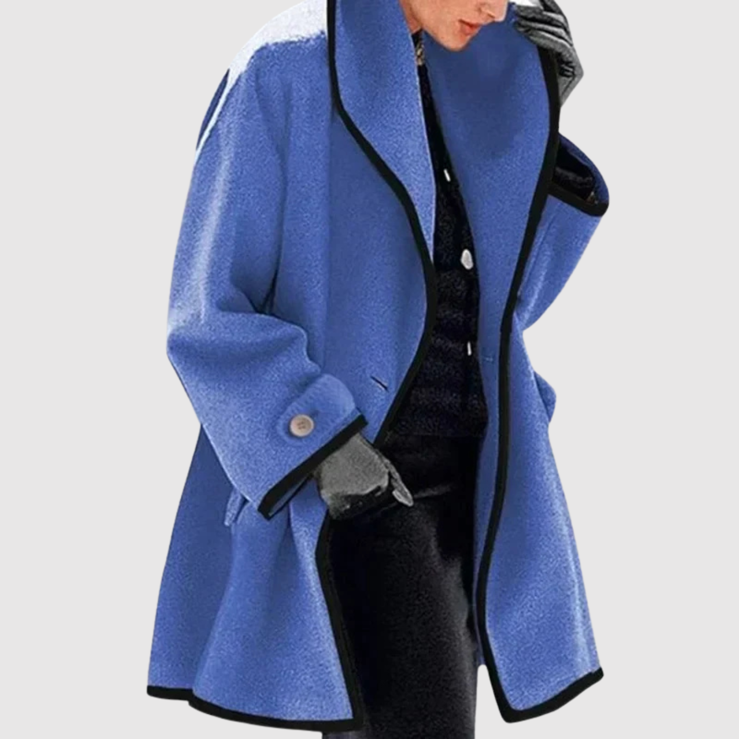 Yvette dames oversized jas met contrastbies