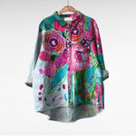 Elegante zomerblouse met opvallende kunstprint en lange mouwen voor dames
