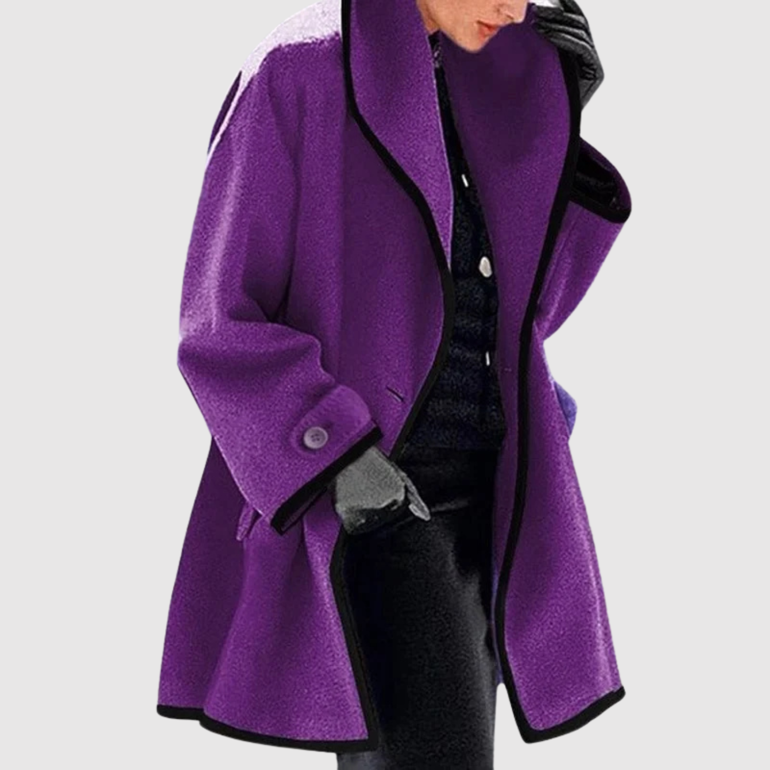 Yvette dames oversized jas met contrastbies