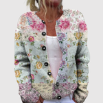 Licht dames vest met bloemenprint en klassieke knoopsluiting aan de voorkant