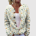 Licht dames vest met bloemenprint en klassieke knoopsluiting aan de voorkant
