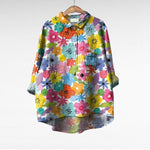 Elegante zomerblouse met opvallende kunstprint en lange mouwen voor dames