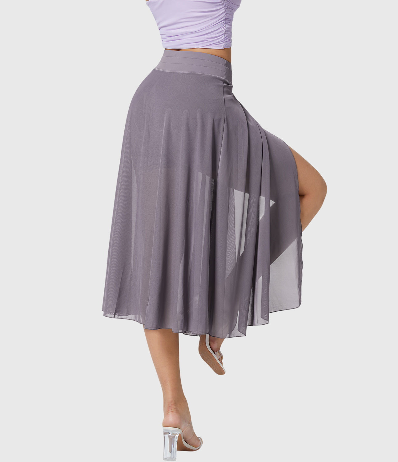 Elegante 2-in-1 dames rok met hoge taille, elastische band en soepel vallende stof