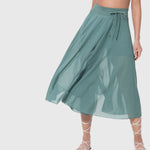 Elegante 2-in-1 dames rok met hoge taille, elastische band en soepel vallende stof