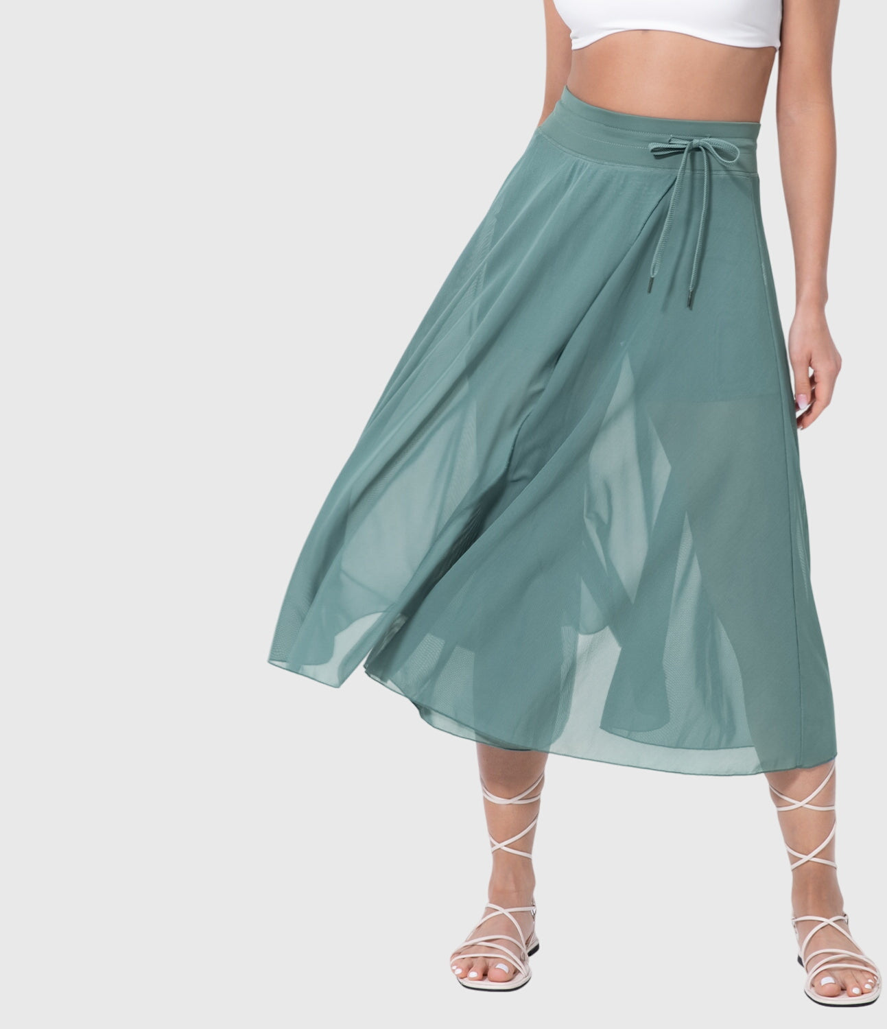 Elegante 2-in-1 dames rok met hoge taille, elastische band en soepel vallende stof