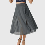 Elegante 2-in-1 dames rok met hoge taille, elastische band en soepel vallende stof