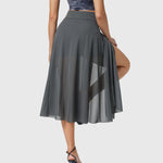 Elegante 2-in-1 dames rok met hoge taille, elastische band en soepel vallende stof