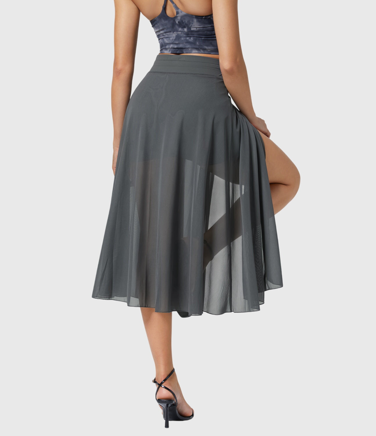 Elegante 2-in-1 dames rok met hoge taille, elastische band en soepel vallende stof