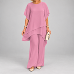 Liselotte dames asymmetrische tweedelige set met wijde broek