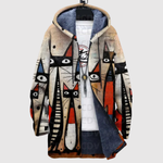 Hoodie met kattenprint in warme gouden tinten op een donkere ondergrond en ruime pasvorm