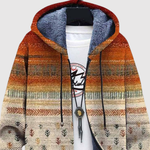 Dames hoodie met rustige print in klei, zand en mosgroene aardetinten